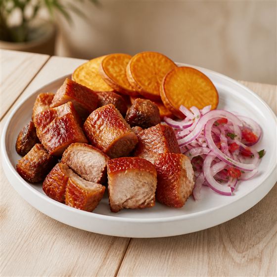 Chicharrón con camote